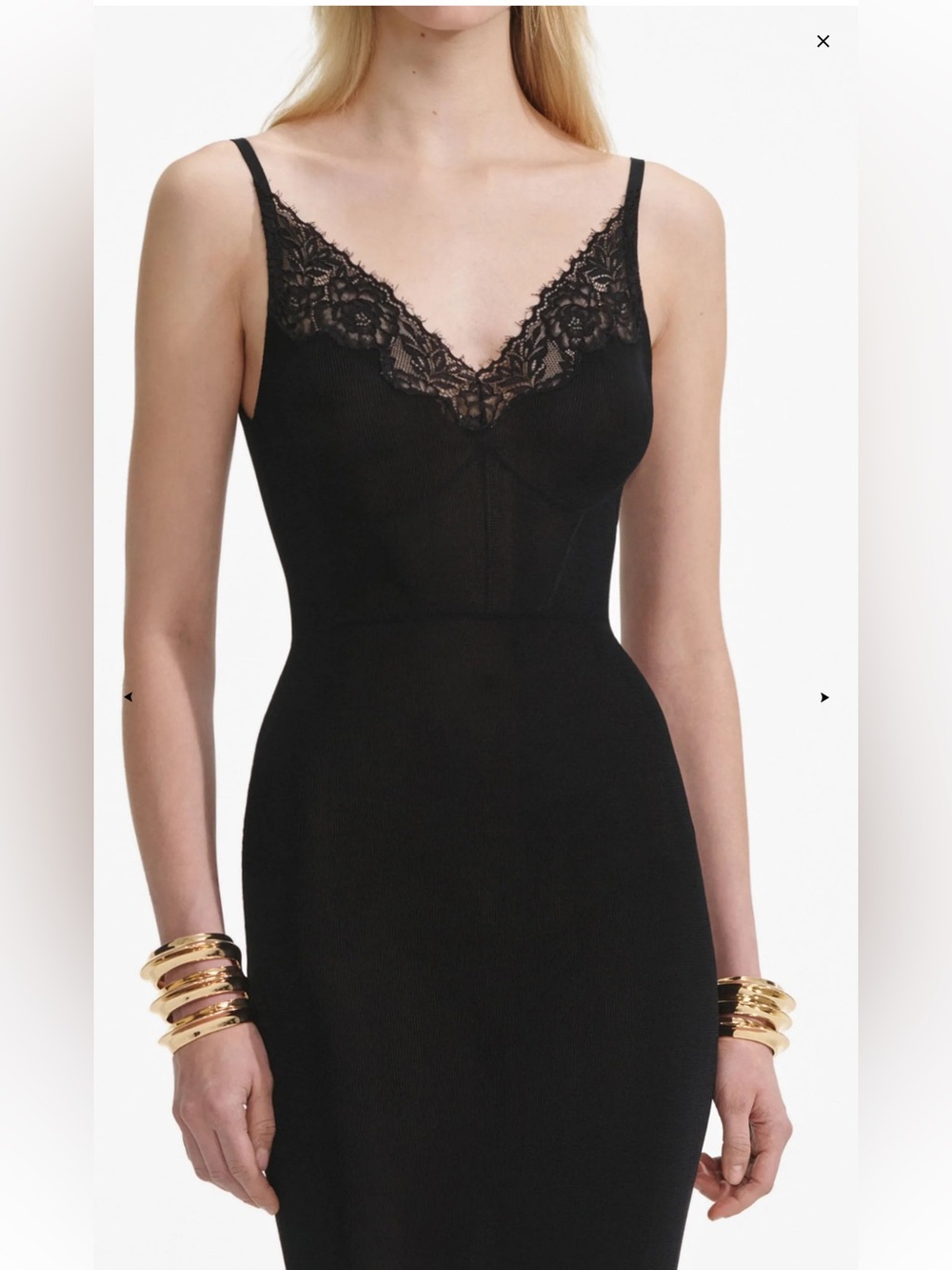 Self-Portrait BLACK VISCOSE KNIT MAXI DRESS - Picture 5 of 8